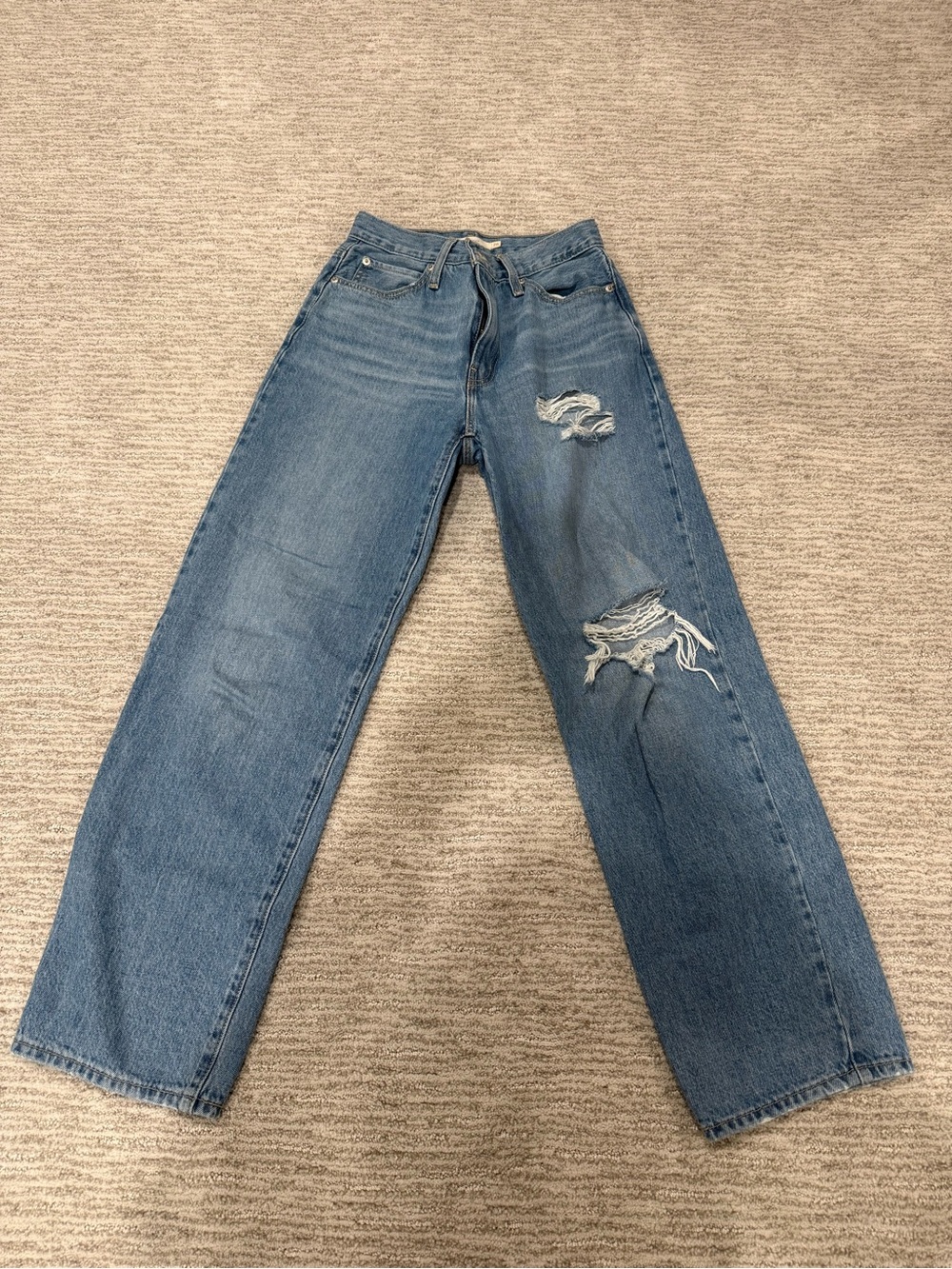 Levi's Light Blue Distressed Wide-Leg Jeans